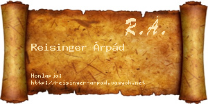 Reisinger Árpád névjegykártya